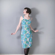 Load image into Gallery viewer, 50s BAMBOO AND WATER LILY HAWAIIAN TIKI WIGGLE DRESS WITH SARONG SKIRT - S