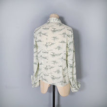 Load image into Gallery viewer, 70s PALE GREEN SAIL BOAT PRINT DAGGER COLLAR SHIRT - L