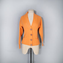 Load image into Gallery viewer, 60s LIGHT ORANGE RIB KNIT V-NECK COLLEGE CARDIGAN - S