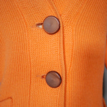 Load image into Gallery viewer, 60s LIGHT ORANGE RIB KNIT V-NECK COLLEGE CARDIGAN - S