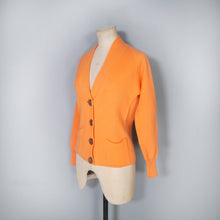 Load image into Gallery viewer, 60s LIGHT ORANGE RIB KNIT V-NECK COLLEGE CARDIGAN - S