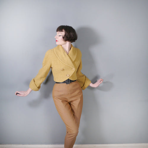 50s MUSTARD YELLOW CROPPED DOUBLE BREASTED JACKET - S