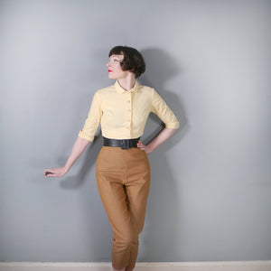 50s CROPPED PALE YELLOW CORDUROY BOLERO DRESS JACKET - XS-S