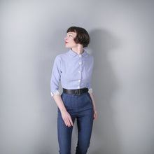 Load image into Gallery viewer, 50s CROPPED PASTEL BLUE PETER PAN COLLAR JACKET WITH POLKA DOT TRIM - S