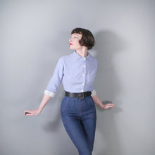 Load image into Gallery viewer, 50s CROPPED PASTEL BLUE PETER PAN COLLAR JACKET WITH POLKA DOT TRIM - S