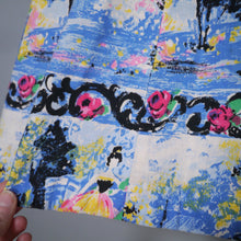 Load image into Gallery viewer, 50s BLUE NOVELTY SCENIC PAINTERLY PRINT SKIRT WITH COURTSHIP SCENE - 25&quot;