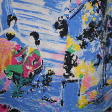 Load image into Gallery viewer, 50s BLUE NOVELTY SCENIC PAINTERLY PRINT SKIRT WITH COURTSHIP SCENE - 25&quot;