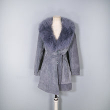 Load image into Gallery viewer, 70s GREY FLEECE LINED SUEDE COAT JACKET WITH SHEEPSKIN COLLAR - M