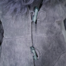 Load image into Gallery viewer, 70s GREY FLEECE LINED SUEDE COAT JACKET WITH SHEEPSKIN COLLAR - M