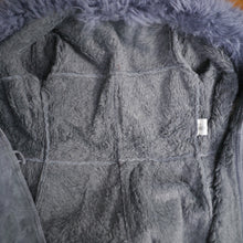 Load image into Gallery viewer, 70s GREY FLEECE LINED SUEDE COAT JACKET WITH SHEEPSKIN COLLAR - M