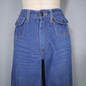 70s "SPICE" WIDE LEG HIGH WAST JEANS WITH PATCH POCKETS - XS