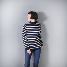 Load image into Gallery viewer, STRIPED 80s 90s BLUE WHITE NAUTICAL BRETON JUMPER - L