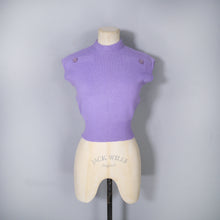 Load image into Gallery viewer, 50s CROPPED LAVENDER PURE WOOL STRATHKNIT SLEEVELESS JUMPER - XS-S