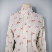 Load image into Gallery viewer, 70s BRUTUS DOG AND HORN PRINT DAGGER COLLAR SHIRT - XS-S