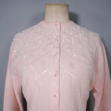 Load image into Gallery viewer, SOFTEST BALLET PINK 50s 60s BEADED WOOL CARDIGAN - M