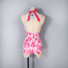 Load image into Gallery viewer, 50s JANET DICKINSON PINK FLORAL SHIRRED SWIMSUIT - XS-S