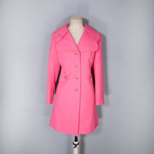 Load image into Gallery viewer, 60s BARBIE PINK MINI TRENCH / MAC COAT WITH GOLD BUTTONS - S-M