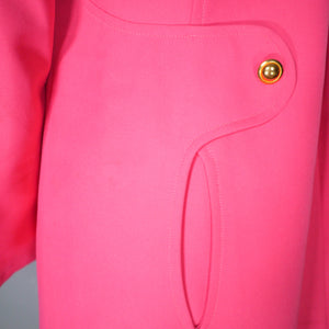 60s BARBIE PINK MINI TRENCH / MAC COAT WITH GOLD BUTTONS - S-M