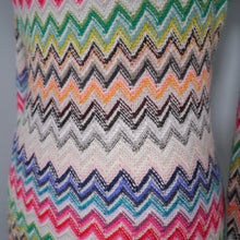 Load image into Gallery viewer, HANDMADE MISSONI STYLE ZIGZAG KNIT FITTED JUMPER DRESS WITH COWL NECK - M