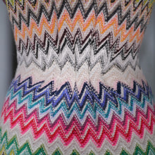 Load image into Gallery viewer, HANDMADE MISSONI STYLE ZIGZAG KNIT FITTED JUMPER DRESS WITH COWL NECK - M