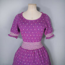 Load image into Gallery viewer, HANDKNITTED PURPLE DRESS WITH FULL SKIRT AND PUFF SLEEVE - S