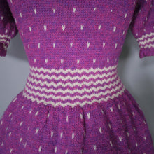 Load image into Gallery viewer, HANDKNITTED PURPLE DRESS WITH FULL SKIRT AND PUFF SLEEVE - S