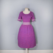 Load image into Gallery viewer, HANDKNITTED PURPLE DRESS WITH FULL SKIRT AND PUFF SLEEVE - S