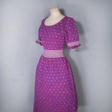 Load image into Gallery viewer, HANDKNITTED PURPLE DRESS WITH FULL SKIRT AND PUFF SLEEVE - S