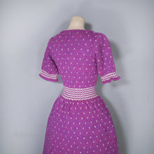 Load image into Gallery viewer, HANDKNITTED PURPLE DRESS WITH FULL SKIRT AND PUFF SLEEVE - S