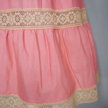 Load image into Gallery viewer, 70s PINK AND YELLOW LACE TIE SHOULDER STRAPPY SUN DRESS - S-M