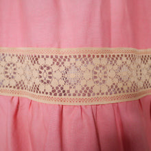 Load image into Gallery viewer, 70s PINK AND YELLOW LACE TIE SHOULDER STRAPPY SUN DRESS - S-M