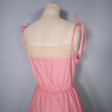 Load image into Gallery viewer, 70s PINK AND YELLOW LACE TIE SHOULDER STRAPPY SUN DRESS - S-M