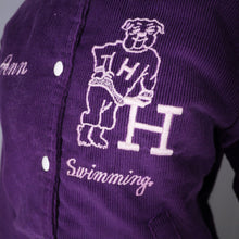 Load image into Gallery viewer, DEEP PURPLE CORDUROY EMBROIDERED LETTERMAN COLLEGE VARSITY JACKET - M