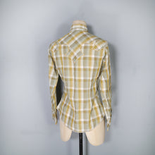 Load image into Gallery viewer, H BAR C GREEN AND SHIMMERY GOLD YELLOW WESTERN SHIRT - XS