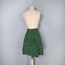 Load image into Gallery viewer, DARK FOREST GREEN 70s SUEDE A-LINE SHORT SKIRT - 28&quot;