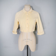 Load image into Gallery viewer, 50s CROPPED PALE YELLOW CORDUROY BOLERO DRESS JACKET - XS-S