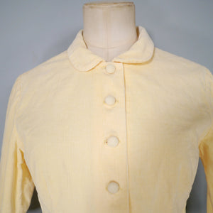 50s CROPPED PALE YELLOW CORDUROY BOLERO DRESS JACKET - XS-S