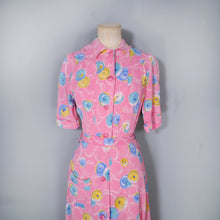 Load image into Gallery viewer, 40s PINK CREPE BUTTON THROUGH MAXI HOUSE DRESS - XS