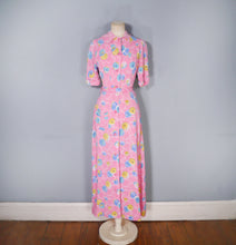 Load image into Gallery viewer, 40s PINK CREPE BUTTON THROUGH MAXI HOUSE DRESS - XS