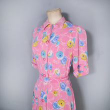 Load image into Gallery viewer, 40s PINK CREPE BUTTON THROUGH MAXI HOUSE DRESS - XS