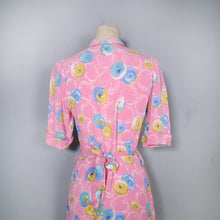 Load image into Gallery viewer, 40s PINK CREPE BUTTON THROUGH MAXI HOUSE DRESS - XS