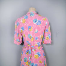 Load image into Gallery viewer, 40s PINK CREPE BUTTON THROUGH MAXI HOUSE DRESS - XS