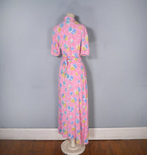 Load image into Gallery viewer, 40s PINK CREPE BUTTON THROUGH MAXI HOUSE DRESS - XS