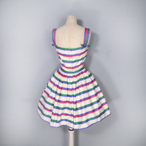 50s MINI SUN DRESS WITH FULL SKIRT IN STRIPED COTTON - XS