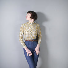 Load image into Gallery viewer, H BAR C GREEN AND SHIMMERY GOLD YELLOW WESTERN SHIRT - XS