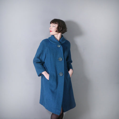 RICH TEAL BLUE MARTINEX MOHAIR SWING / CAR COAT - M