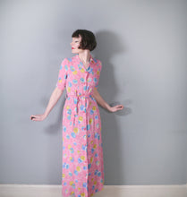 Load image into Gallery viewer, 40s PINK CREPE BUTTON THROUGH MAXI HOUSE DRESS - XS
