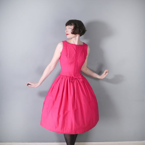 50s 60s SHOCKING PINK BETTY BARCLAY FULL SKIRTED DRESS - S