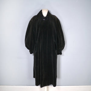 40s 50s SHUBETTE BLACK FINE VELVETY CORD BALLOON SLEEVE COAT - M