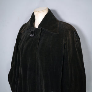 40s 50s SHUBETTE BLACK FINE VELVETY CORD BALLOON SLEEVE COAT - M